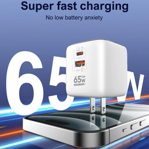 LDNIO 65W USB-C Wall Charger with Foldable Plug, Dual Ports, Fast Charging, White Q2617 - LDNIO - Image 7