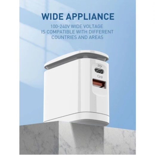 شاحن LDNIO A2423C سريع 25 واط PD و QC 3.0 مع مصباح ليلي قابس المملكة المتحدة - إل دي إن آي أو - Image 5