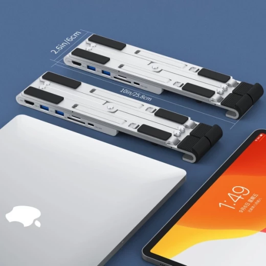 حامل لاب توب تشويتك متعدد الوظائف 7 في 1، منفذ USB-C HDMI 4K أسود HUB-M43 - تشويتك - Image 6