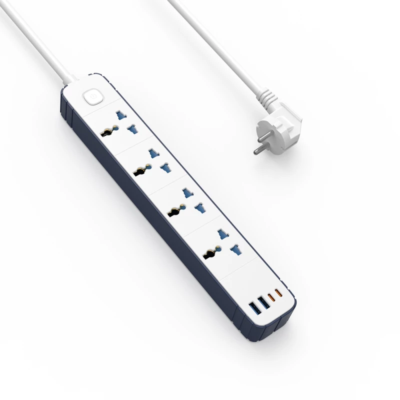 شريط طاقة Wiwu Wi-S007 8 في 1 مقبس متعدد 2 متر أبيض شاحن GaN Tech - وي وُو