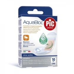 Pic AquaBloc Waterproof Plaster 25x72mm 10 Pieces, Ultra-Thin Antibacterial Protection