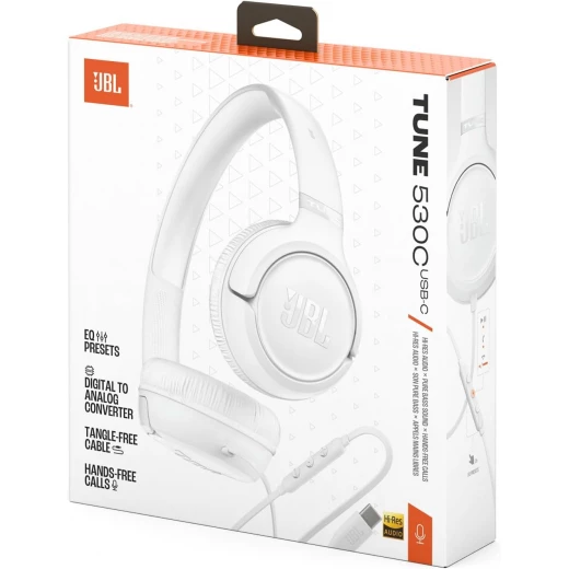 JBL Tune 530C On-Ear Wired Headphones with Mic, Pure Bass Sound, White - JBL - Image 2