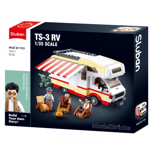 مجموعة بناء منزل متنقل (RV) من مكعبات سلبان موديل بريكس M38-B1193 تتضمن 506 قطعة و 3 شخصيات مصغرة للعب الإبداعي