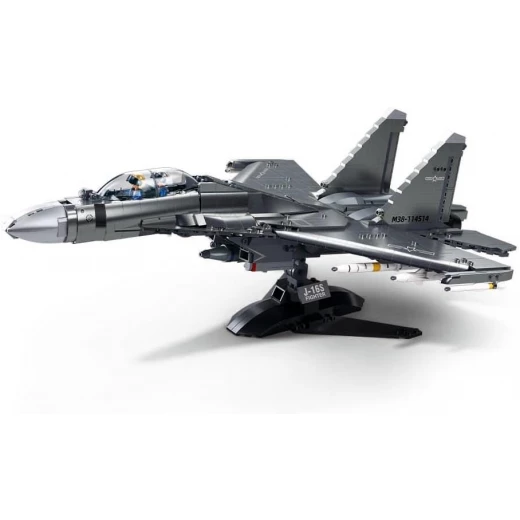 طقم بناء نموذج طائرة مقاتلة سلاوبان J-15، رمادي، 317 قطعة - Sluban - Image 4
