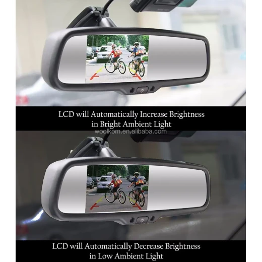 شاشة مرآة مركزية من كار ستارز 4.3 بوصة، شاشة LCD تضبط السطوع تلقائيًا، مدخلان فيديو RCA - كار ستارز - Image 4