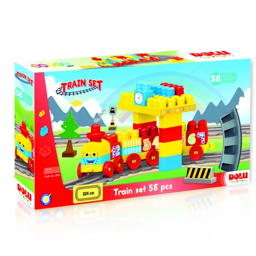 مجموعة قطار دولو 58 قطعة للأطفال: لعبة سكة حديد كبيرة مع تخطيطات مسارات ولعب تفاعلي مجموعة قطار دولو 58 قطعة للأطفال: لعبة سكة حديد كبيرة مع تخطيطات مسارات ولعب تفاعلي