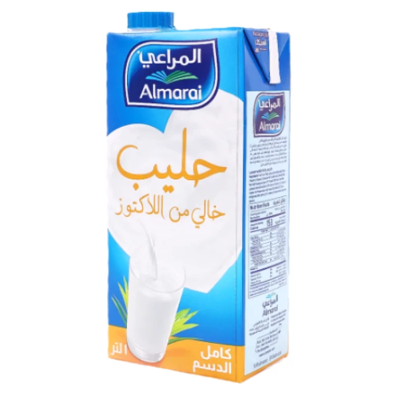 حليب المراعي طويل الأجل خالي من اللاكتوز 1 لتر، منتج ألبان، خيار صحي - المراعي