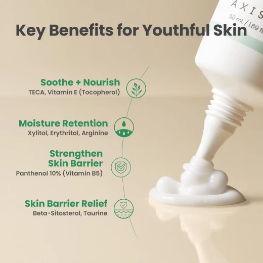 AXIS-Y Panthenol 10 Skin Smoothing Shield Cream - Daily Facial Moisturizer Barrier Cream for Long Lasting Hydration & Soothing - Vegan Korean Skin Care Face Lotion - 1.69 fl. oz. - Axis-y - Image 3