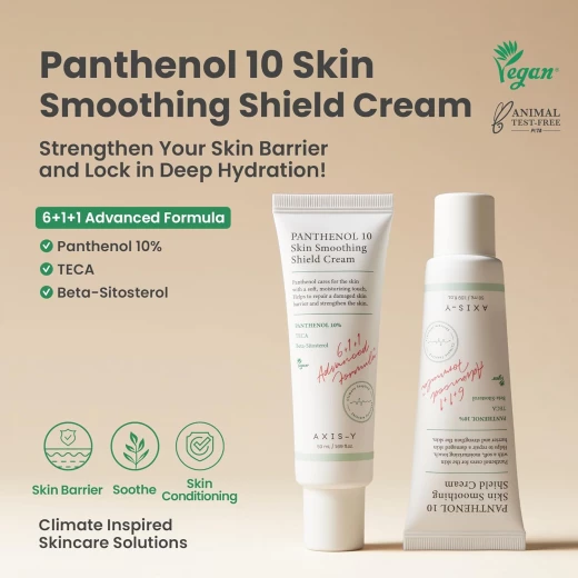 AXIS-Y Panthenol 10 Skin Smoothing Shield Cream - Daily Facial Moisturizer Barrier Cream for Long Lasting Hydration & Soothing - Vegan Korean Skin Care Face Lotion - 1.69 fl. oz. - Axis-y - Image 5