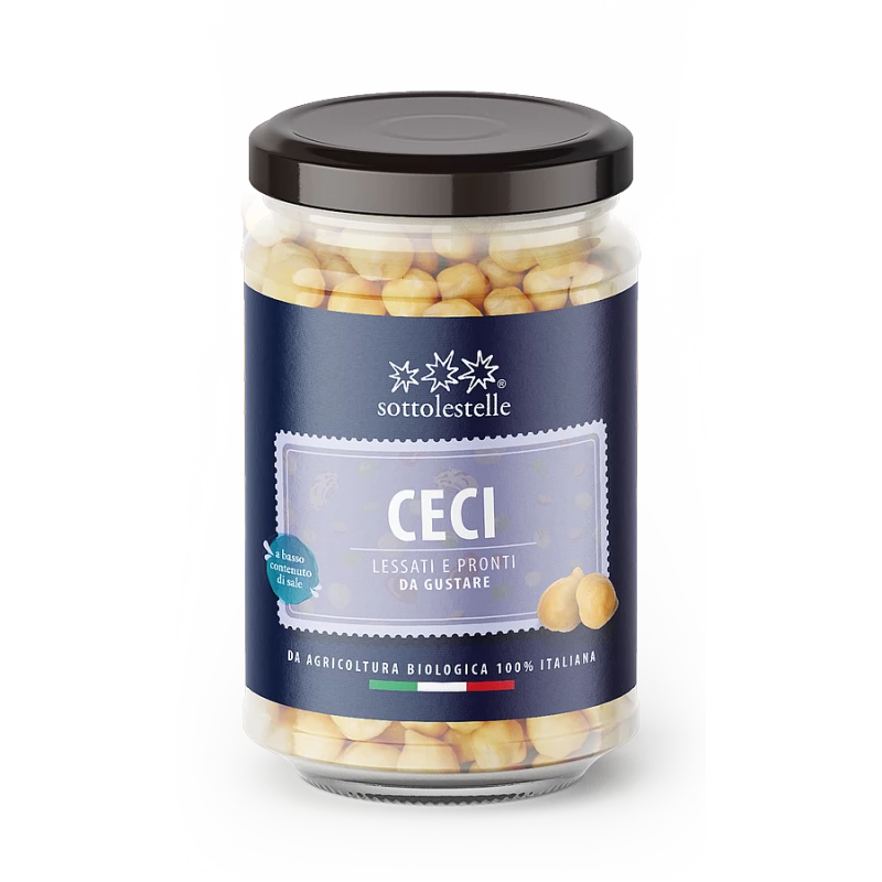 Sotto le Stelle Glass Jar Chickpeas 300g, Ready to Eat, Italian Cuisine, Gluten Free