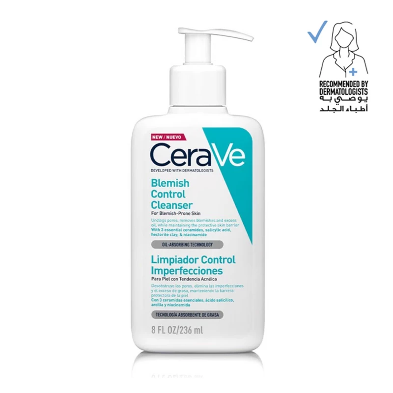 CeraVe Blemish Control Face Cleanser 236ml with 2% Salicylic Acid and Niacinamide for Acne-Prone Skin - CeraVe