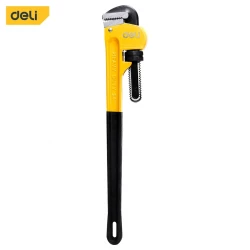 Deli Tools 36 Inch Industrial Pipe Wrench, Ductile Cast Iron, High Hardness, Yellow/Black