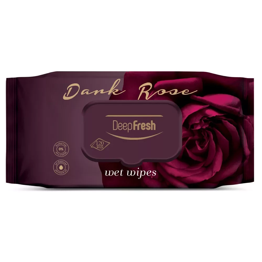 Deep Fresh Dark Rose Wet Wipes 120 Count, Alcohol Free, Gentle Cleansing