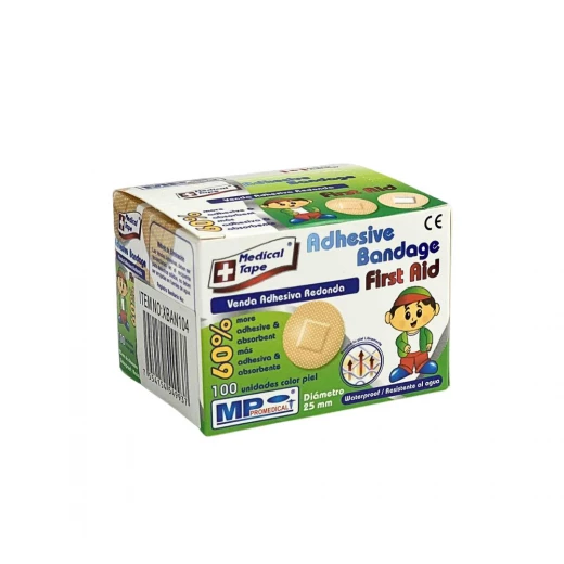 Adhesive Bandage 22mm Round, 100 Count, First Aid Wound Protection