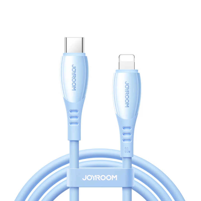 كابل شحن جوي روم S A59 سلسلة نابضة بالحياة 30 واط USB C إلى لايتنينج 1.2 متر أزرق - جوي روم