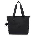 Kipling Anina Medium Tote Bag Black Noir, 20L Capacity, with Removable Zipped Pouch, Internal Pockets, Pen Loops and Adjustable Shoulder Strap - Kipling
