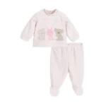 Chicco Light Pink Printed Top and Legging Set for Infants, Long-Sleeve Cotton Blend Top with Back Button Closure and Elastic Waist Leggings, 2-Piece Set - Chicco