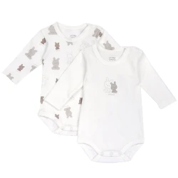 Chicco Baby 2-Piece Long-Sleeve Bodysuit Set, Printed Design with Snap Button Closure, Silvadur Antibacterial Treatment, Oeko-Tex Certified, Autumn Winter 2025 Collection
