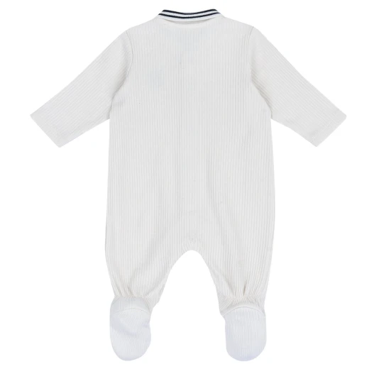 Chicco Baby Front-Opening Romper, Stretch Ribbed Sustainable Cotton, Ribbed Collar with Contrast Stripe, Embroidered Logo, Front Snap Button Closure, Non-Slip Foot Prints from 12 Months, Oeko-Tex Certified - Chicco - Image 2
