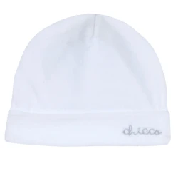 Chicco Baby Plain Chenille Hat White, Soft Chenille Fabric with Embroidered Logo, 80% Cotton 20% Polyester Outer, 100% Cotton Lining, Oeko-Tex Certified, Fall Winter 2025 Collection