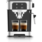 Espresso Maker with Milk Frother, 20-Bar High-Pressure Pump, 1200W, Touch Control Panel, Adjustable Steam Wand, 1.8L Removable Water Tank, Single and Double Shot Brewing, Stainless Steel Construction