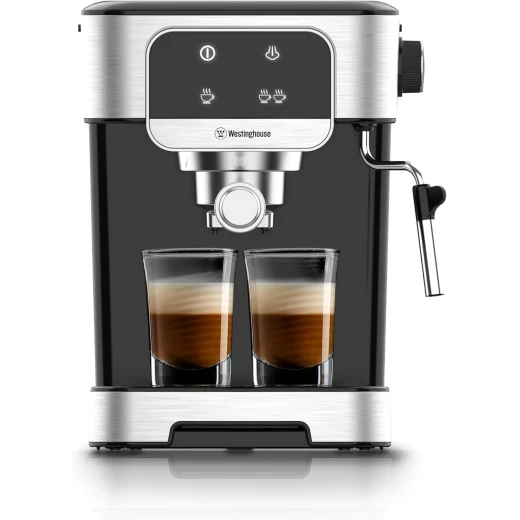 Espresso Maker with Milk Frother, 20-Bar High-Pressure Pump, 1200W, Touch Control Panel, Adjustable Steam Wand, 1.8L Removable Water Tank, Single and Double Shot Brewing, Stainless Steel Construction Espresso Maker with Milk Frother, 20-Bar High-Pressure Pump, 1200W, Touch Control Panel, Adjustable Steam Wand, 1.8L Removable Water Tank, Single and Double Shot Brewing, Stainless Steel Construction