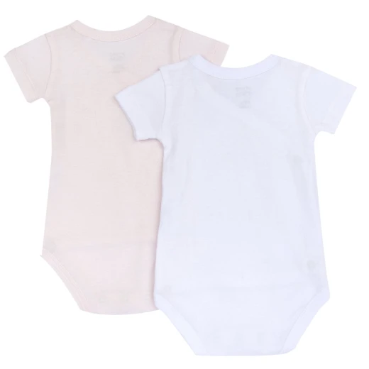 Chicco 2-Piece Baby Girl Short Sleeve Bodysuit Set, Sustainable Ribbed Cotton, Light Pink, Front Snap Buttons, New Collection, Oeko-Tex Certified - Chicco - Image 2