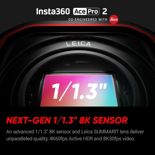 كاميرا أكشن Insta360 Ace Pro 2 بدقة 8K مع عدسة Leica وتثبيت FlowState وتقنية الذكاء الاصطناعي، مقاومة للمغامرات، باقة بطاريتين - انستا 360 - Image 2
