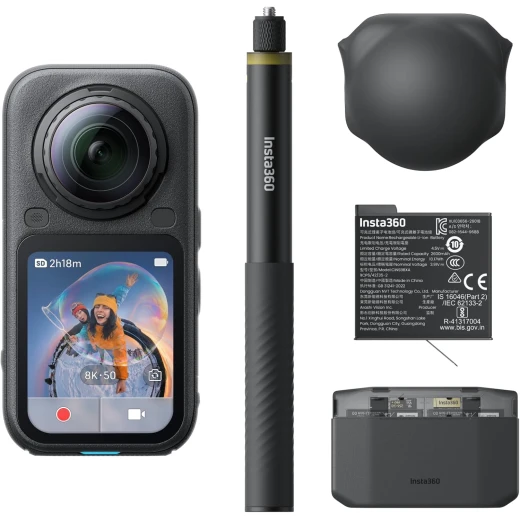 INSTA360 X6 360 Camera Essentials Bundle | 8K Camera + 2x Extreme Batteries + 114cm Invisible Sefie Stick + Lens Cap + Fast Charge Case + Pouch + USB-C Cable + Exteneded Warranty - Black INSTA360 X6 360 Camera Essentials Bundle | 8K Camera + 2x Extreme Batteries + 114cm Invisible Sefie Stick + Lens Cap + Fast Charge Case + Pouch + USB-C Cable + Exteneded Warranty - Black
