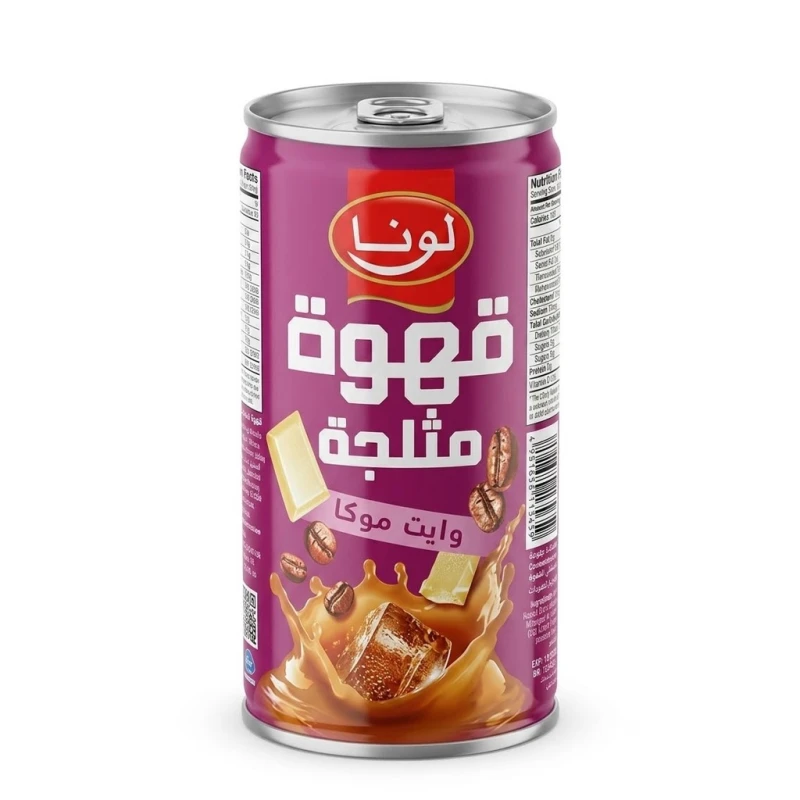 لونا قهوة مثلجة وايت موكا 195 مل قهوة باردة جاهزة للشرب بنكهة وايت موكا الناعمة، مثالية للفطور والعمل والدراسة والاستمتاع اليومي - لونا