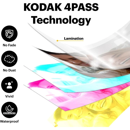 طابعة صور كوداك Era 4x6 بتقنية 4PASS متوافقة مع البلوتوث للهواتف الذكية مقاومة للماء والبصمات والبهتان - كوداك - Image 3