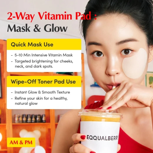 EQQUALBERRY Vitamin Illuminating Toner Pads 2% Niacinamide Vitamin C-Peptide Hydrating Exfoliating Multi Pads Dark Spot Remover Korean Skincare 70 Pads 180ml - Eqqualberry - Image 7