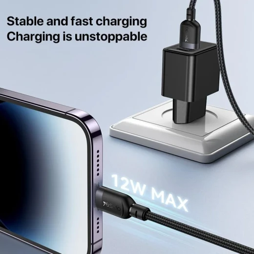 كابل بيانات وشحن يسيدو YESIDO CA132L بطول 1.2 متر، يدعم شحن 2.4 أمبير ونقل البيانات، كيبل USB سريع وعملي للأجهزة الذكية - يسيدو - Image 2