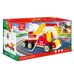 Hape Siren & Lights Toy Fire Truck with Retractable Hose and Extendable Ladder