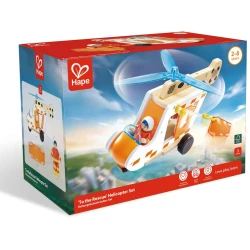 Hape To the Rescue Helicopter Set, Premium Kids Wooden Emergency Rescue Vehicle Toy Set, High Quality Educational Early Learning Gift