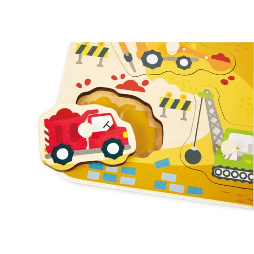 Hape Wooden Construction Vehicle Peg Puzzle - Hape - Image 3