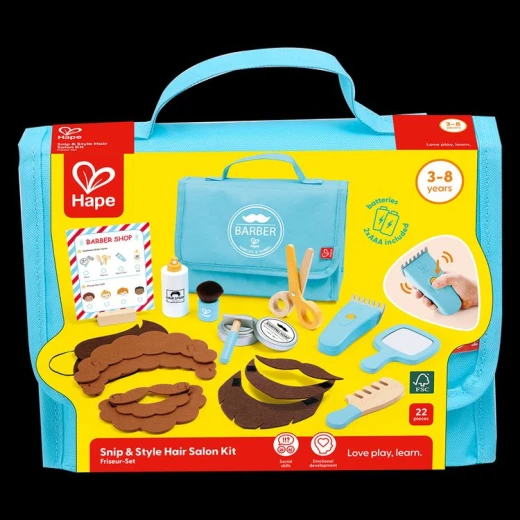 Hape Snip & Style Hair Salon Kit, Premium Kids Wooden Pretend Beauty Stylist Playset, High Quality Educational Early Learning Toy Gift - Hape - Image 10