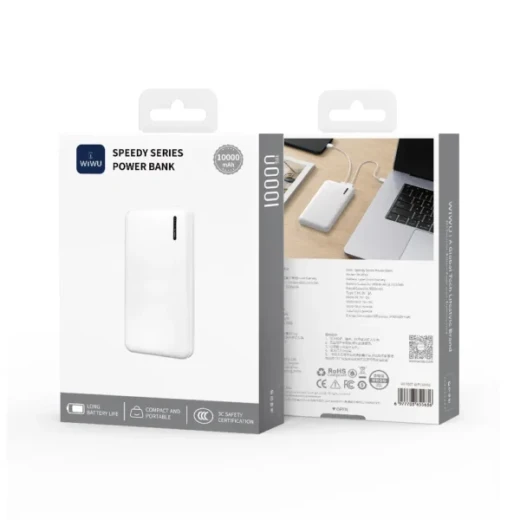 شاحن بطارية WIWU سبيدي سيريس 10000mAh 37Wh USB-A تايب-سي أسود أبيض - وي وُو - Image 6