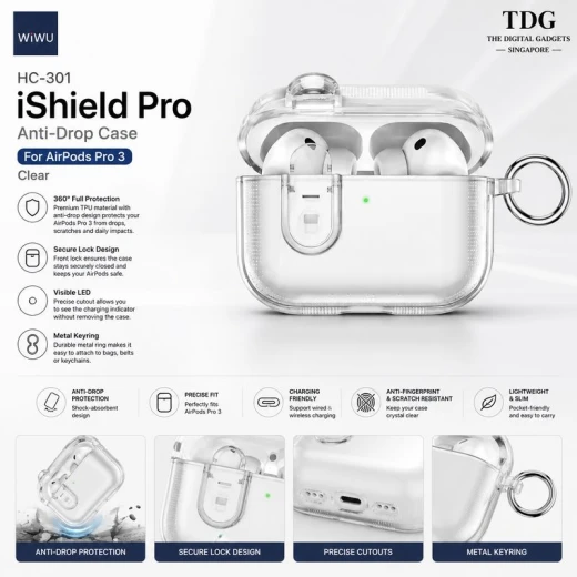 واي اي دبليو يو HC-301 iShield برو حافظة مقاومة للسقوط لايربودز برو 3 شفافة - وي وُو - Image 4