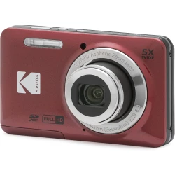 KODAK PIXPRO FZ55 16MP Compact Digital Camera Red 5X Optical Zoom 28mm Wide Angle Lens 1080p Full HD Video 2.7 Inch LCD Point and Shoot Vlogging Camera Li-Ion Battery