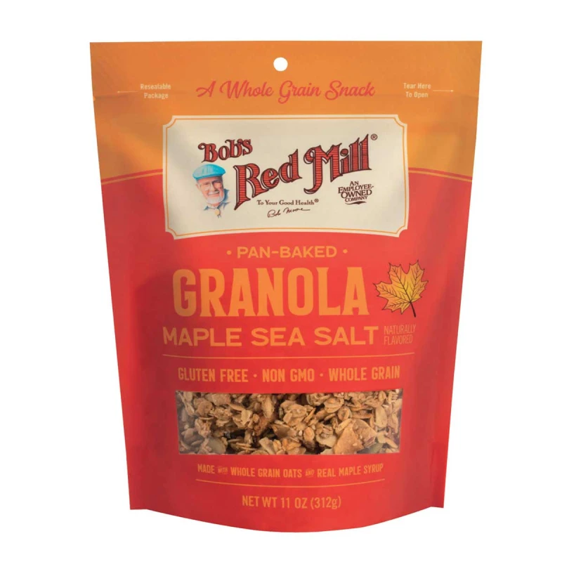 Bob's Red Mill Maple Sea Salt Granola 312g Gluten-Free Whole Grain Rolled Oats Crunchy & Wholesome Choice for Healthy Breakfast or Snacks