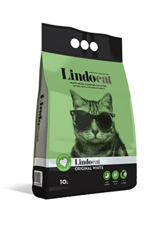 LindoCat White Bentonite Original White Cat Litter, Fragrance-Free, 10L, White Bentonite Clumping Litter Without Added Fragrance, Designed to Absorb Moisture and Form Firm Clumps for Easy Litter Box Cleaning and Everyday Cat Hygiene - Lindocat