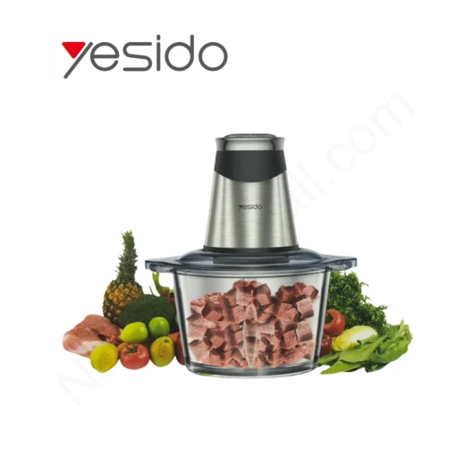 YESIDO EC28 Mini Electric Food Chopper, 400W Powerful Motor, 2-Speed Settings, Stainless Steel Blades, Compact Food Processor for Chopping Vegetables, Fruits, Meat and Nuts Quickly and Easily