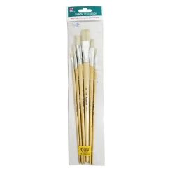 RF 579 B Flat Bristle Paintbrush Set, 6 Pieces, Flat Brushes for Painting, Coloring, Decorating and Finishing Projects, Designed for Smooth Paint Application and Convenient Coverage on Various Surfaces